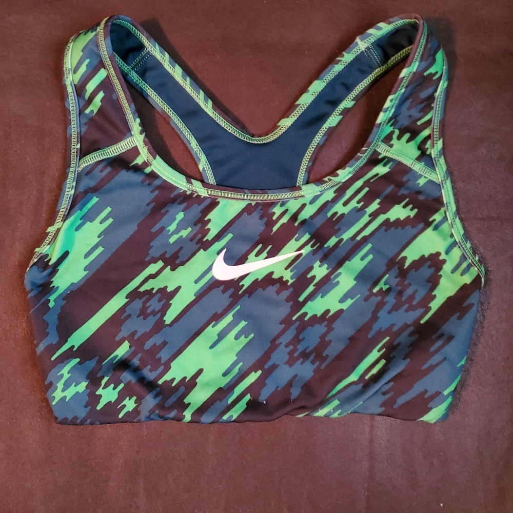 Nike Dri Fit Sports Bra XS Green Blue